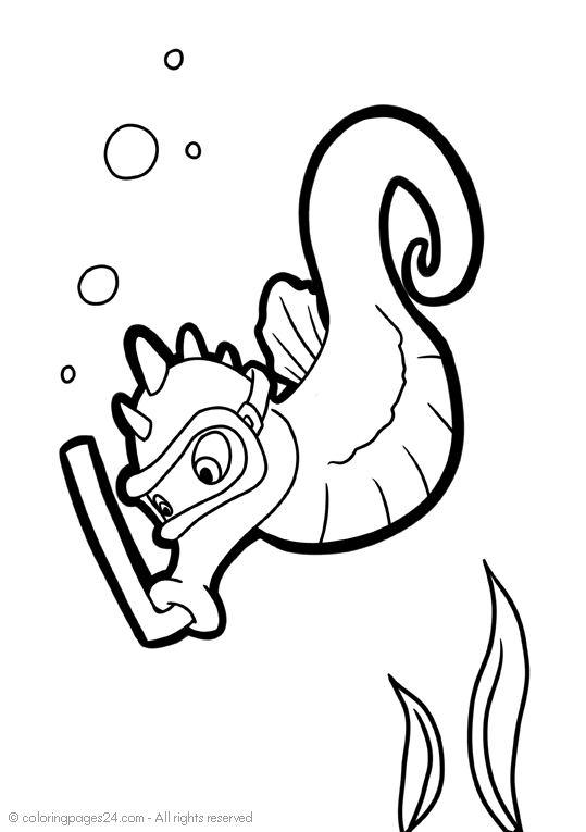 Plansa de colorat cu Cal de mare 29 22